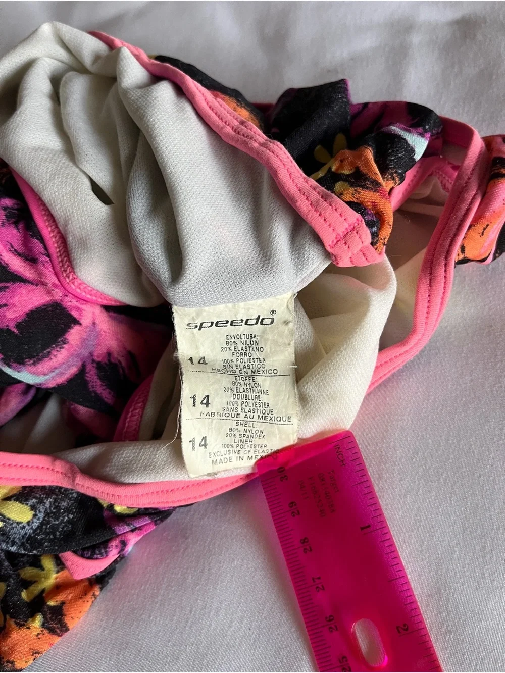 Speedo Girls Floral Butterfly Racerback One Piece Swimsuit Swimwear Size 14